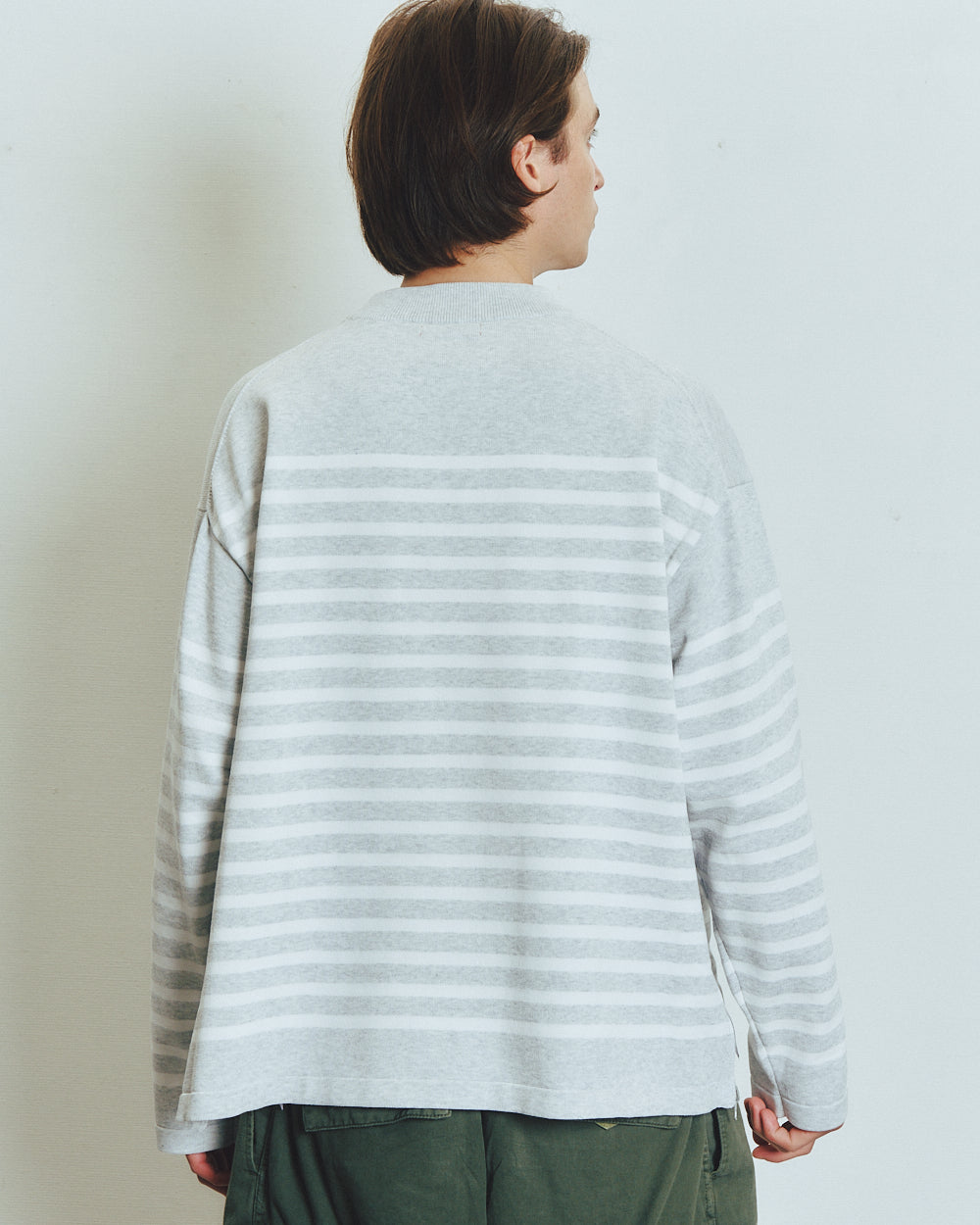 KNIT VENTILATION BORDER LONG SLEEVE SHIRT