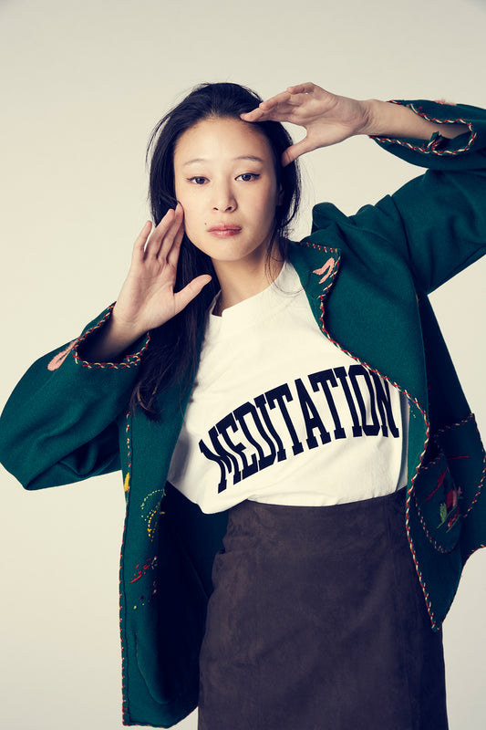 MEDITATION FLOCKY PRINT T-SHIRT 5