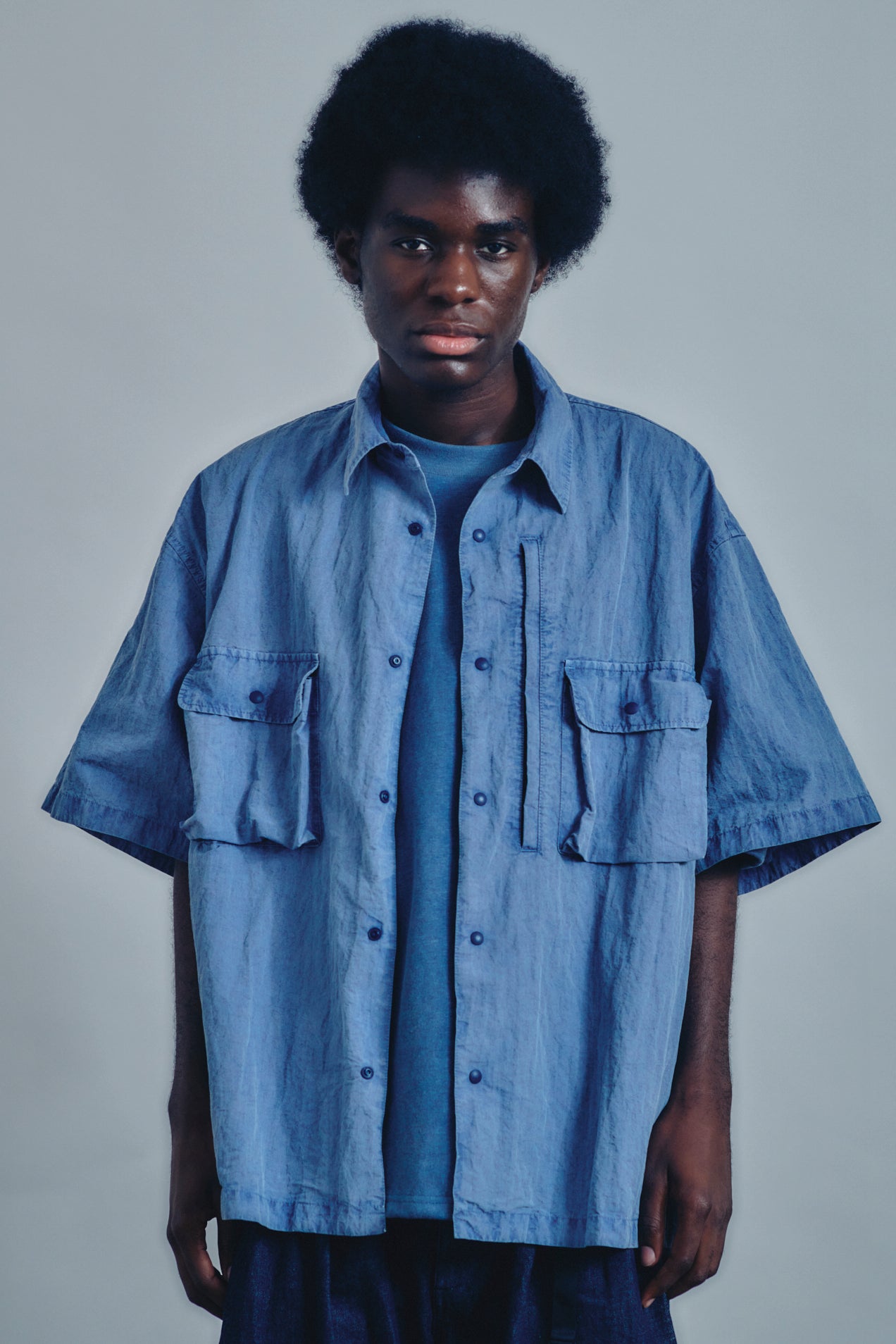 【人気デザイン】BRIEFING ネイビー Lサイズ シャツ Pigment-Dyed Short-Sleeve Shirt | is-ness online shop | イズネス