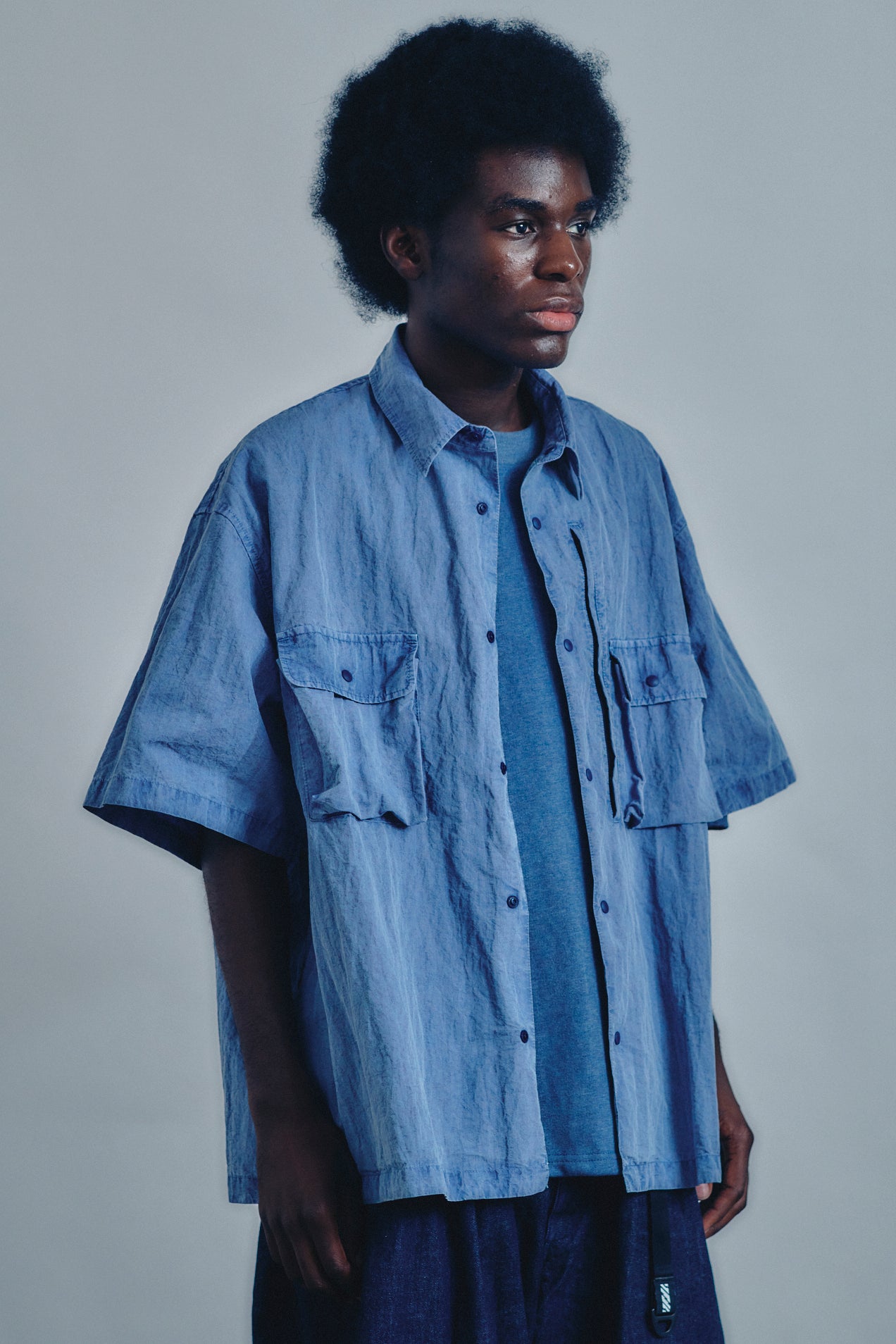 Pigment-Dyed Short-Sleeve Shirt | is-ness online shop | イズネス
