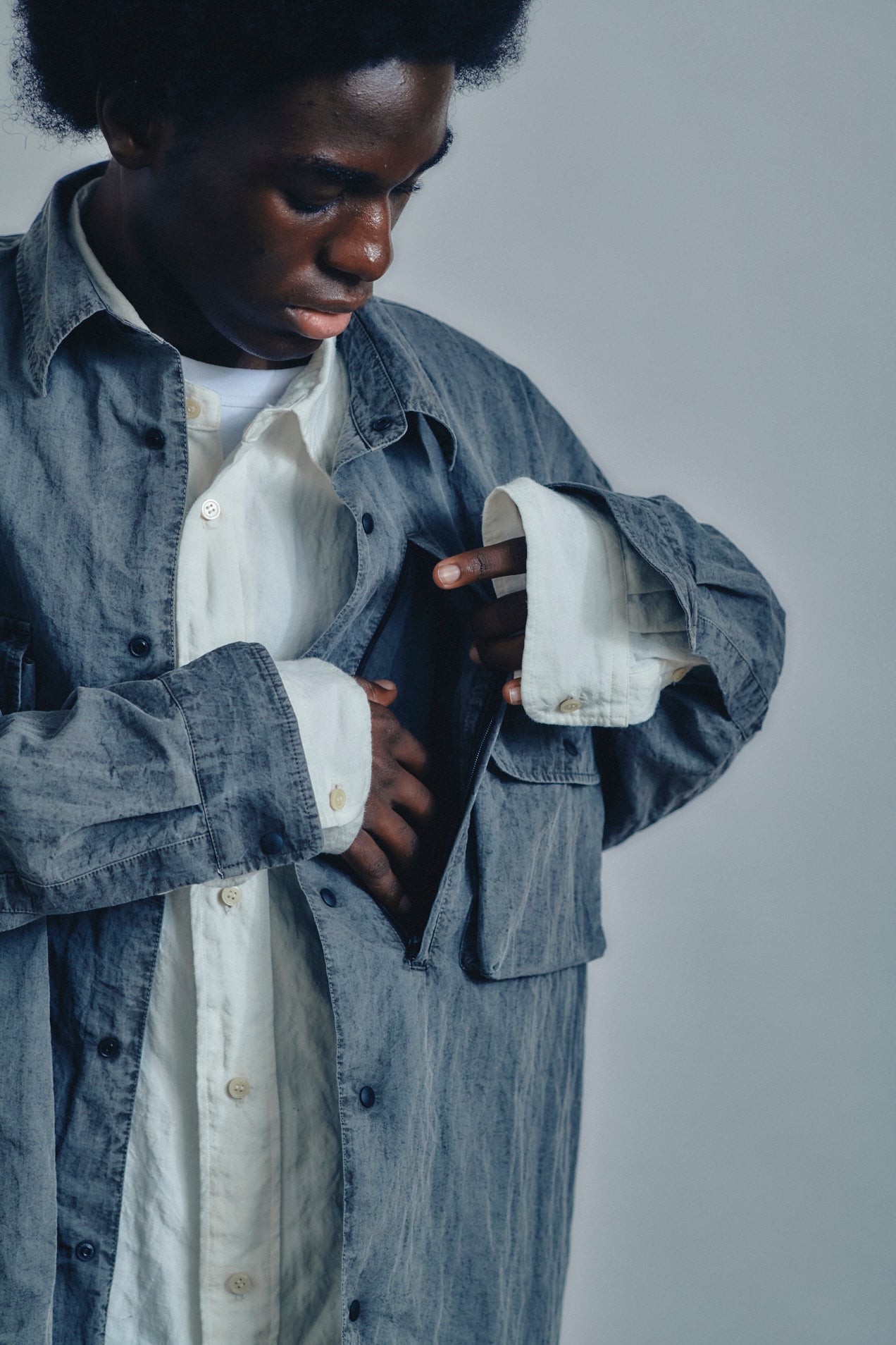 Pigment-Dyed long-Sleeve Shirt | is-ness online shop | イズネス