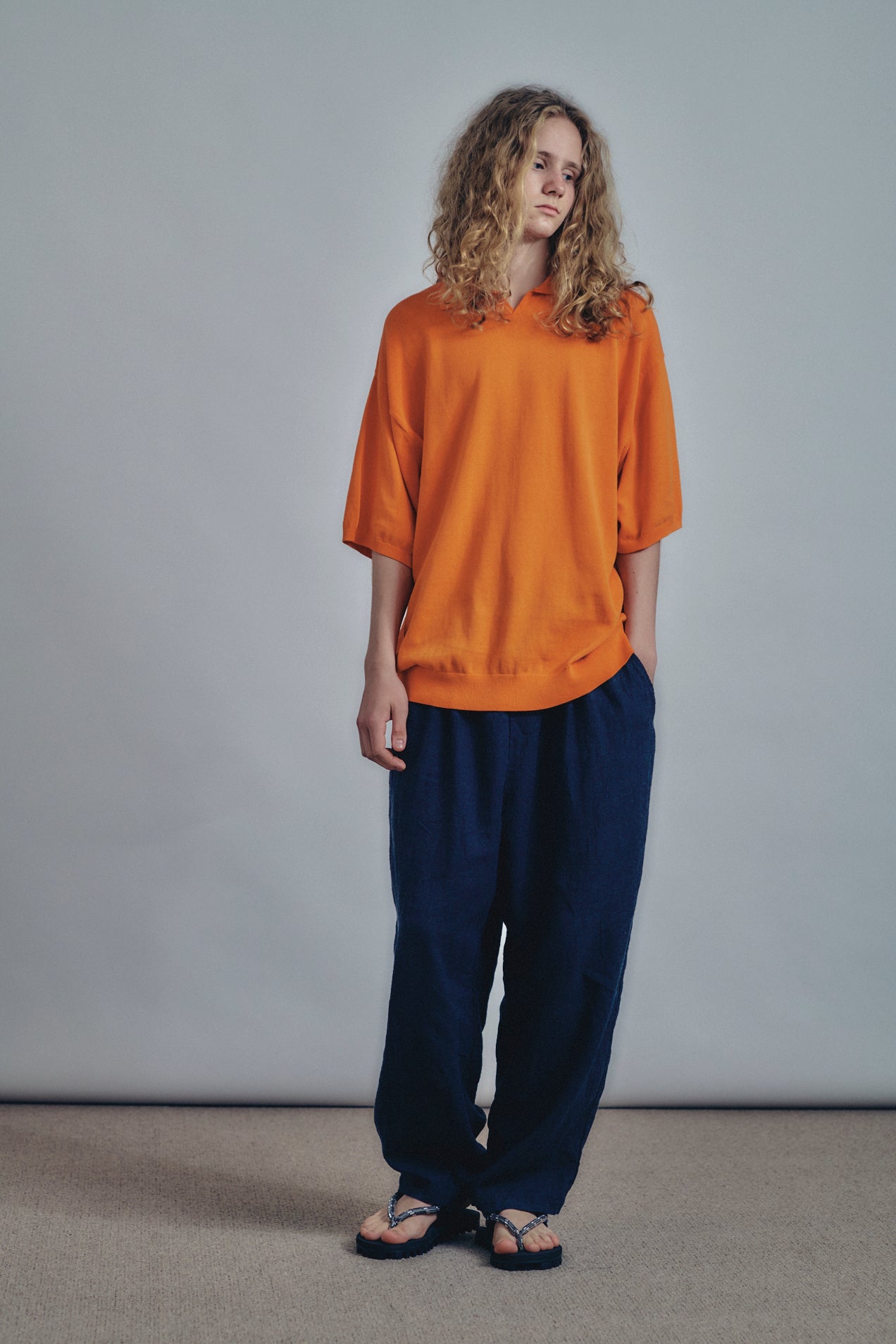 トップス is-ness Knitted Big Polo is-ness (イズネス) KNITTED BIG POLO / ニットビッグポロ