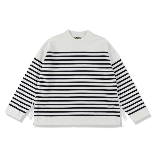 KNIT VENTILATION BORDER LONG SLEEVE SHIRT